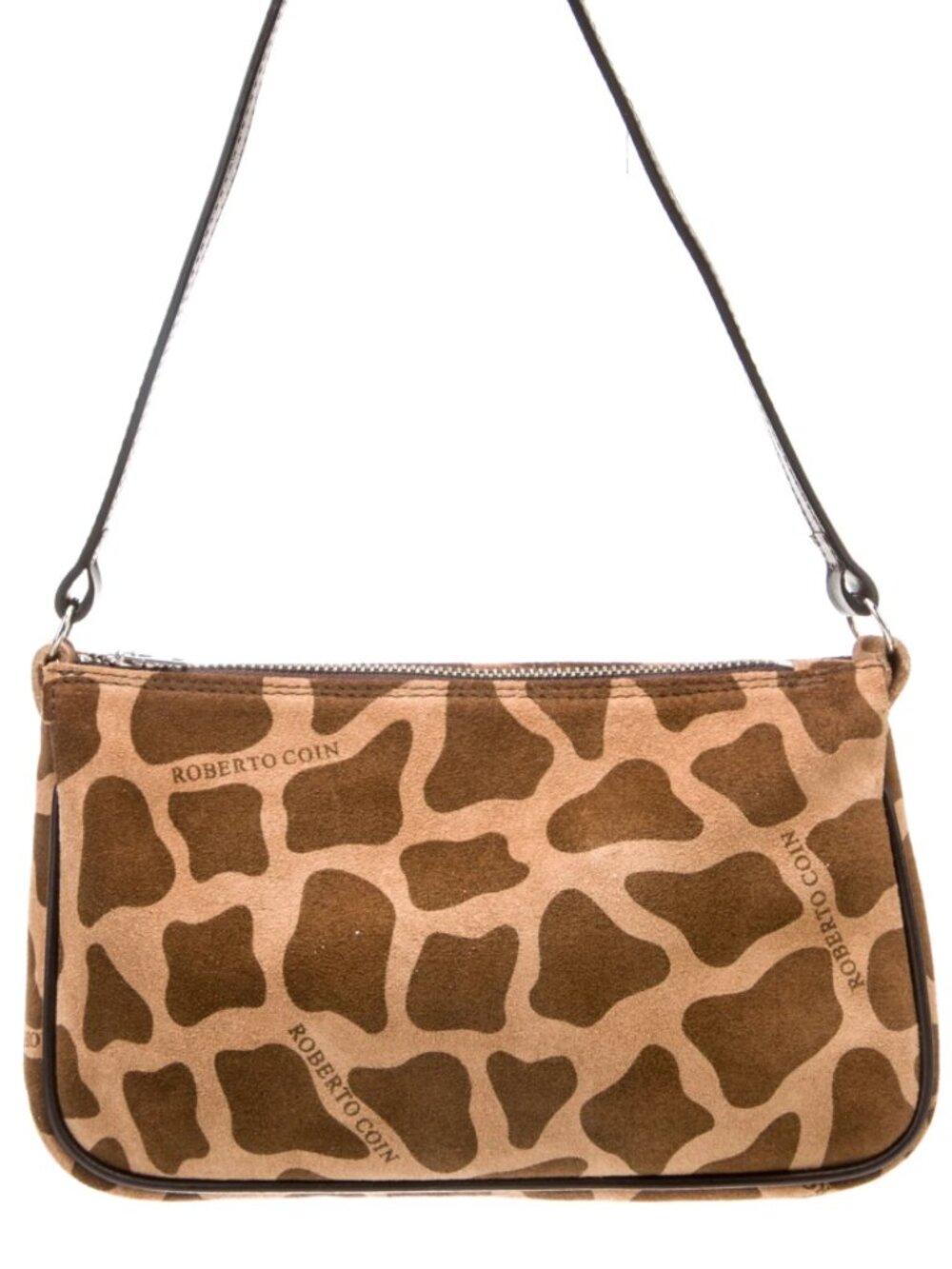 Roberto Coin Suede Animal Print Shoulder Bag Purse